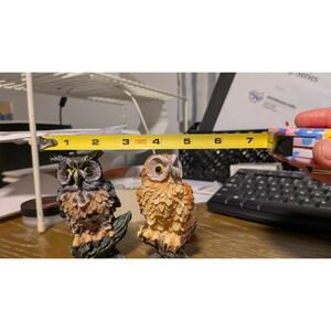 Set of Two Adorable Owl Figurines Home Decor Collectible Shelf Display
